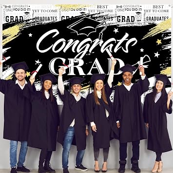 Moukeren Black 2026 Graduation Party Background Congraduation Party Decorations Supplies Graduate Backdrop Grad Banner Backdrop Graduation Theme Photography Background, 72.8 x 43.3 Inch