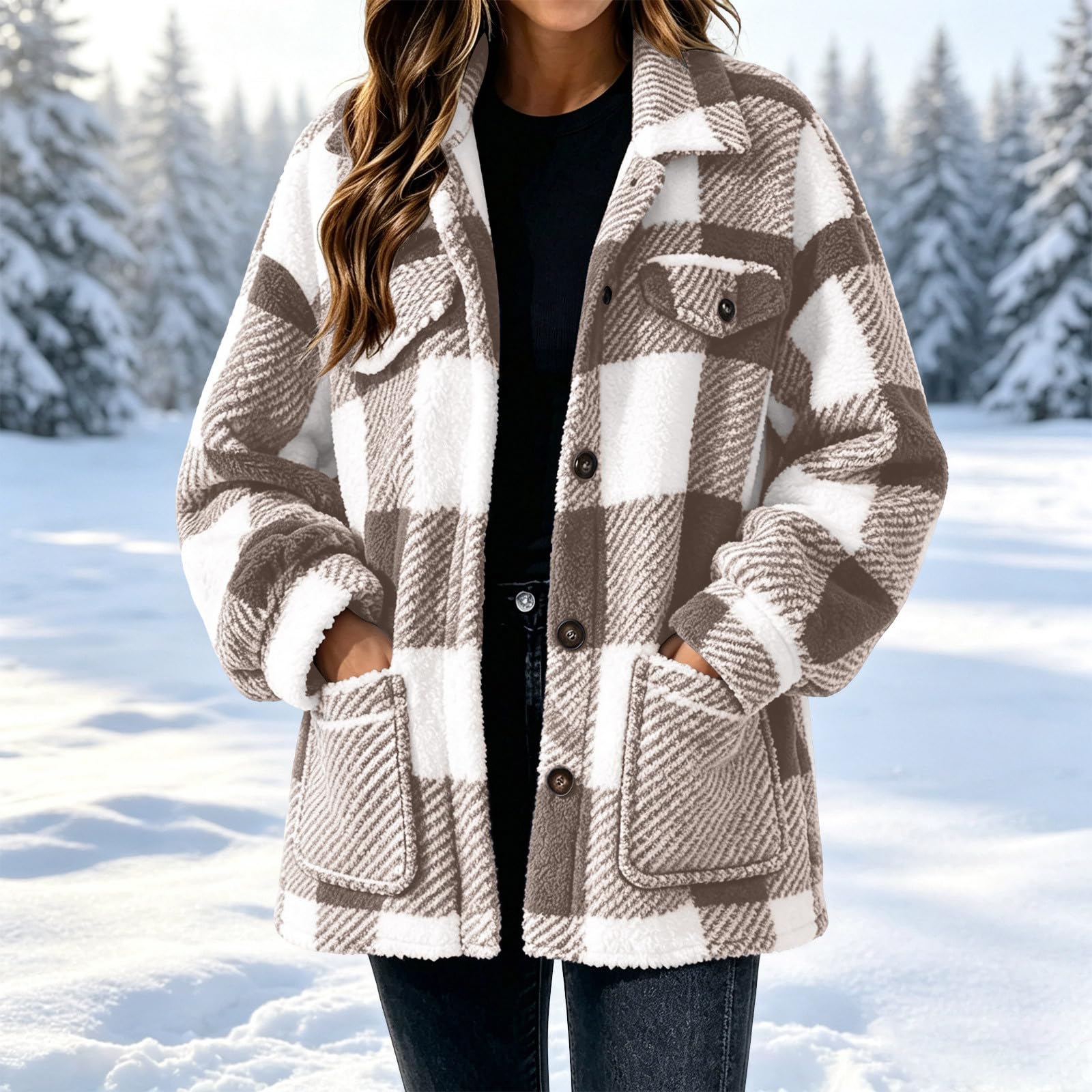 Teddyjacke Damen Fleecejacke Sherpa Wintermantel Teddyfleece Jacke