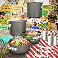 Vista 8 de Odoland 16pcs Camping Cookware Mess Kit, Lightweight Pot Pan Mini Stove with 2 Cups, Fork Spoon Kits for Backpacking, Outdoor Camping Hiking and