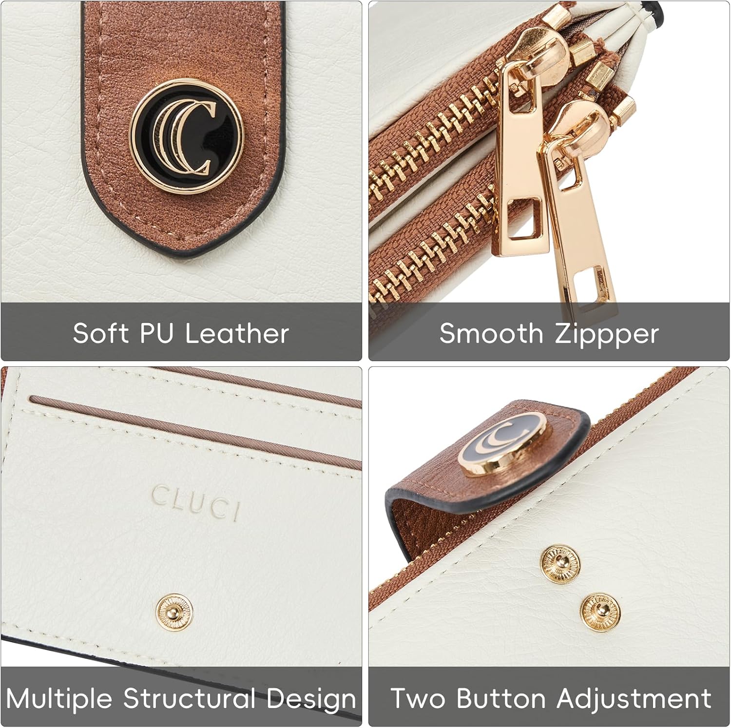 CLUCI Large Capacity Wristlet Purse for Women Bundles with Slim Wallet for Women