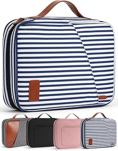 Miniatura 1 de Heouvo Fundas de Biblia para mujer, funda de transporte de la Biblia a rayas con bolsillosasa de cuero, bolsas multifuncionales de gran tamaño con