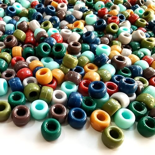 Amaney - 1000 cuentas de pony de 0.236 x 0.325 pulgadas, colores mezclados, cuentas acrílicas en tono tierra para hacer pulseras, trenzas de pelo y