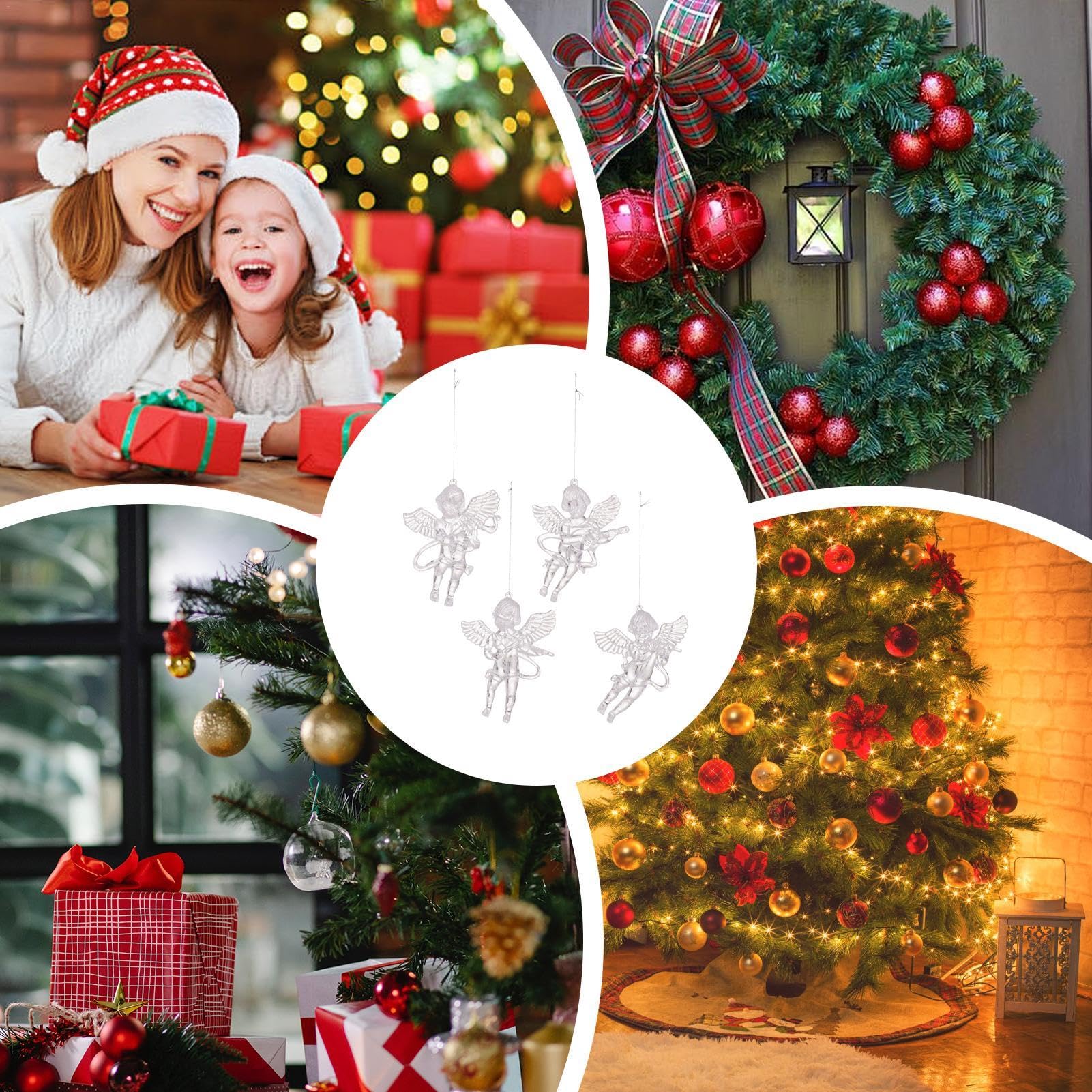 Lewondr Lot De 4 Décorations De Noël En Forme De Bonhomme De Neige à