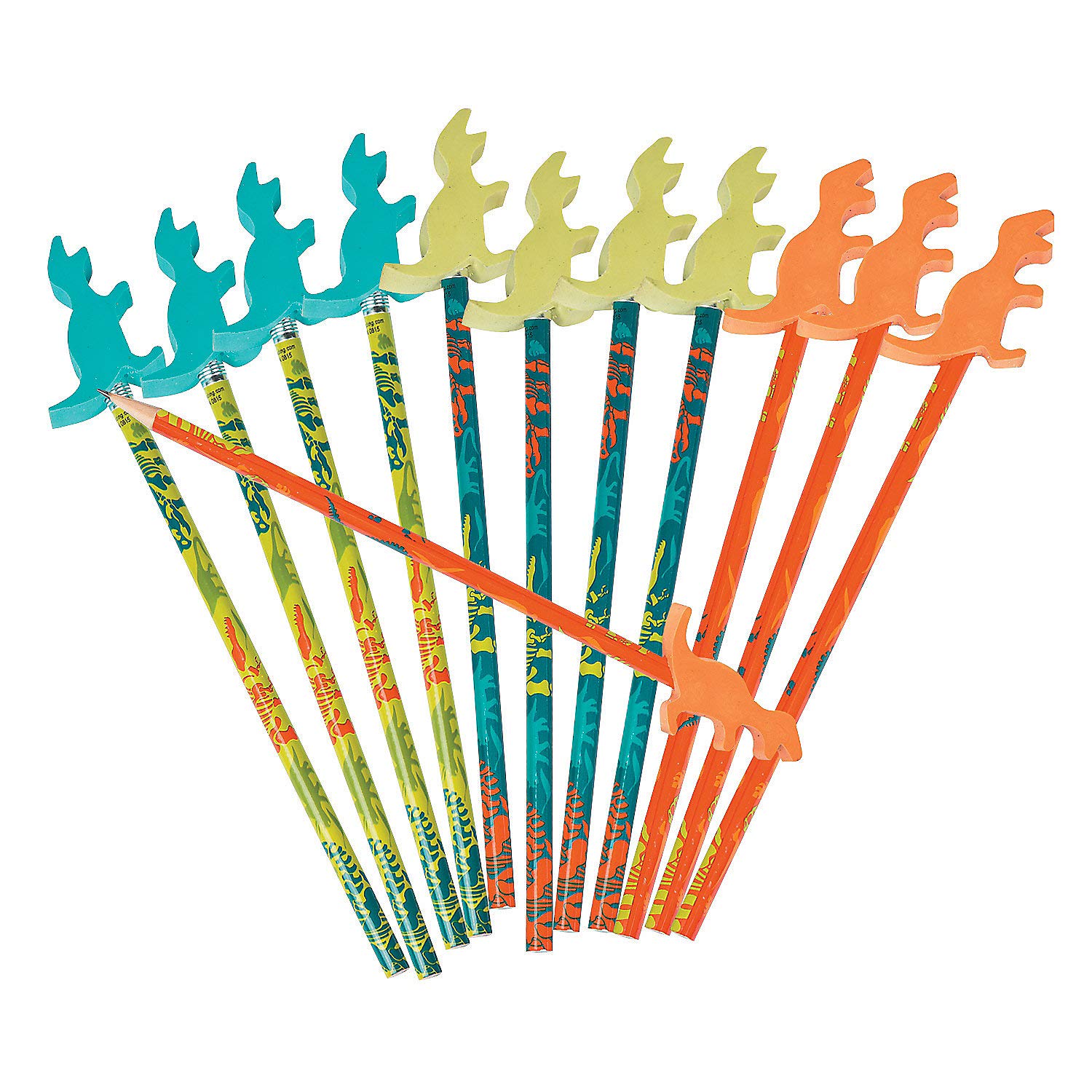 Fun Express - Lápices Dino Dig con gomas de borrar para cumpleaños - Papelería - Lápices - Lápices - Lápices - Impreso - Cumpleaños - 12 piezas