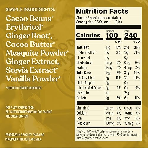 Miniatura 2 de The Good Chocolate - Barras de chocolate con jengibre, cero azúcar, aperitivo de carbohidratos netos más bajos, calorías más bajas, caramelo de