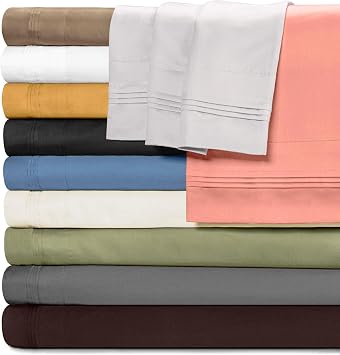 SUPERIOR 100% Egyptian Cotton 1500 Thread Count Oversized Standard Pillowcase Set Solid, Black