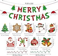 Vista 2 de jijAcraft 38 carteles de decoración navideña de Feliz Navidad, remolino colgante premontado, decoraciones de Navidad para interiores, decoración