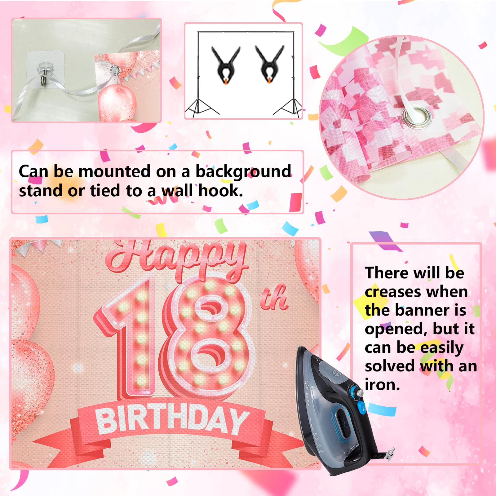 Roségold Deko-Set Zum 18. Geburtstag – Mit Banner, Girlande & Glitzer-Accessoires