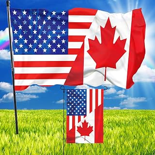 Canada USA Friendship Flag 3x5 Ft Friendly Flags and Garden Flags 12×18 Inch for American Outdoor Indoor Decor Anti-Fading Double Sided Print