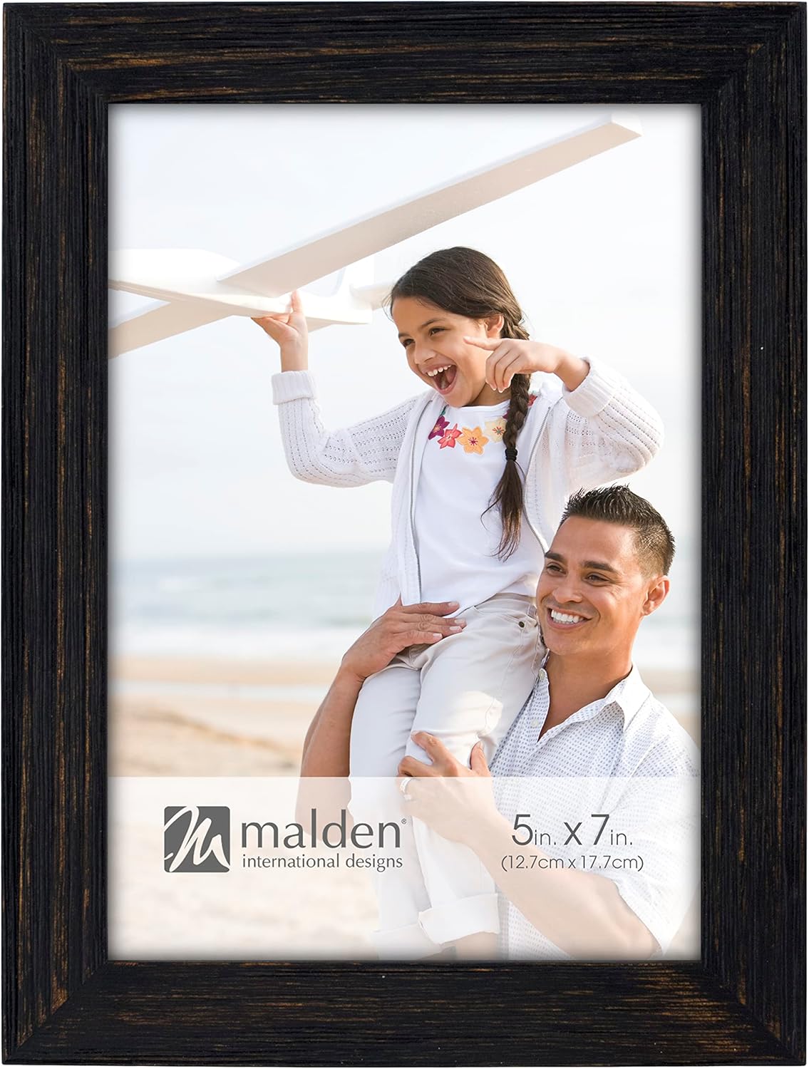 Malden International Designs 5x7 Picture Frame, Rough Black