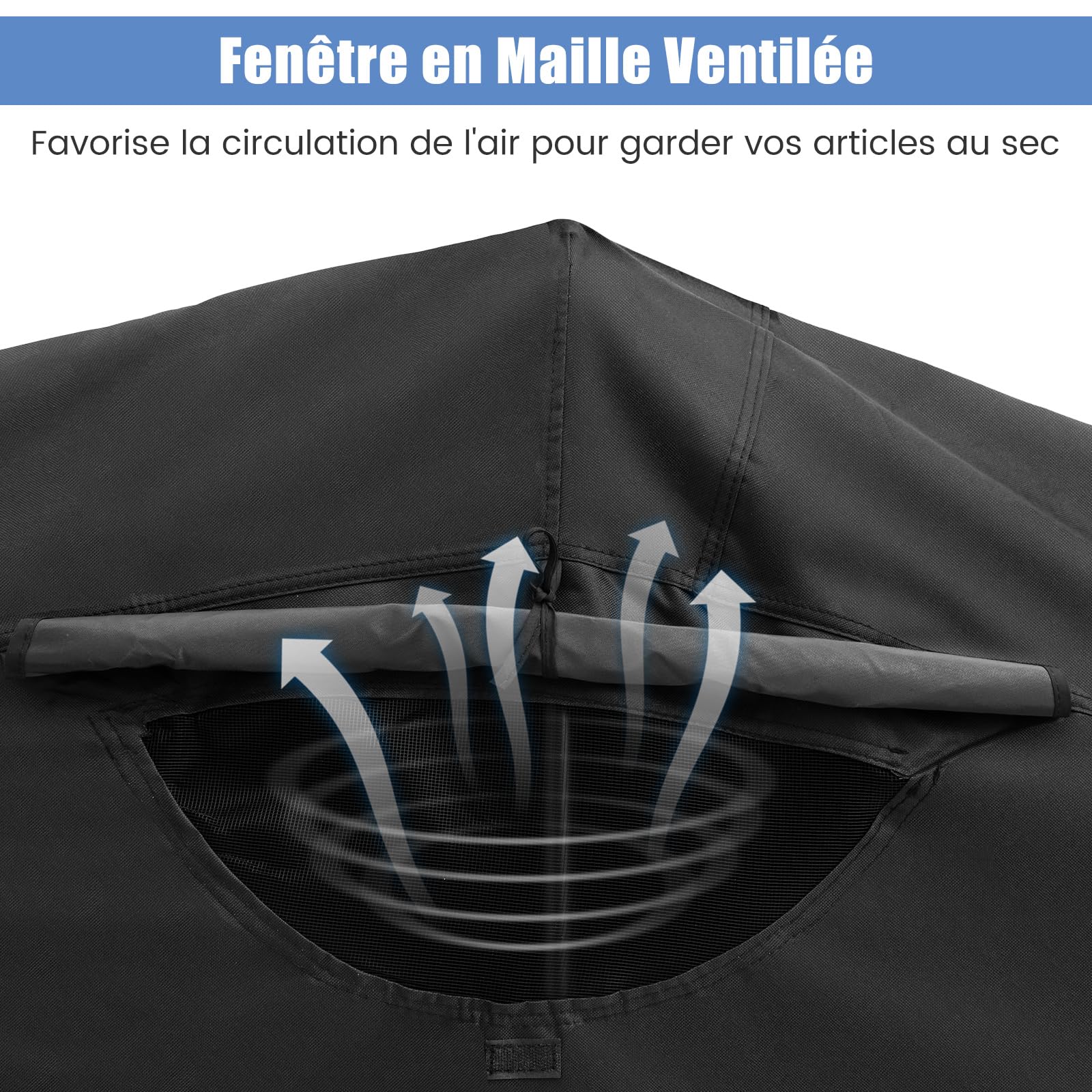 COSTWAY Abri de Moto Extérieur de 345 x 137 x 190 cm, Tente Moto avec Housse en Tissu Oxford Fenêtres en Maille Enroulables, Housse Vélo Exterieur Étanche pour Vélos Outils, Noir