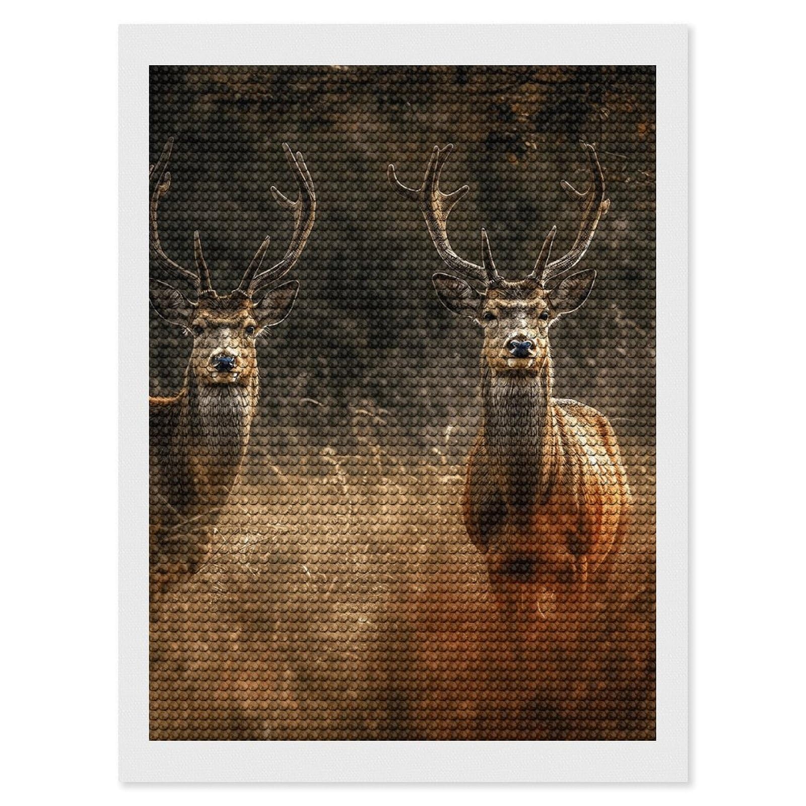 NONHAI Diamond Painting Kits for Adults - DIY Diamond Art Kits for Beginners - Full 5D Paint Drill Diamond Dots Paintings- Deer in Meadow Diamonds Pictures Gem Art and Craft Wall Decor 12"x16"