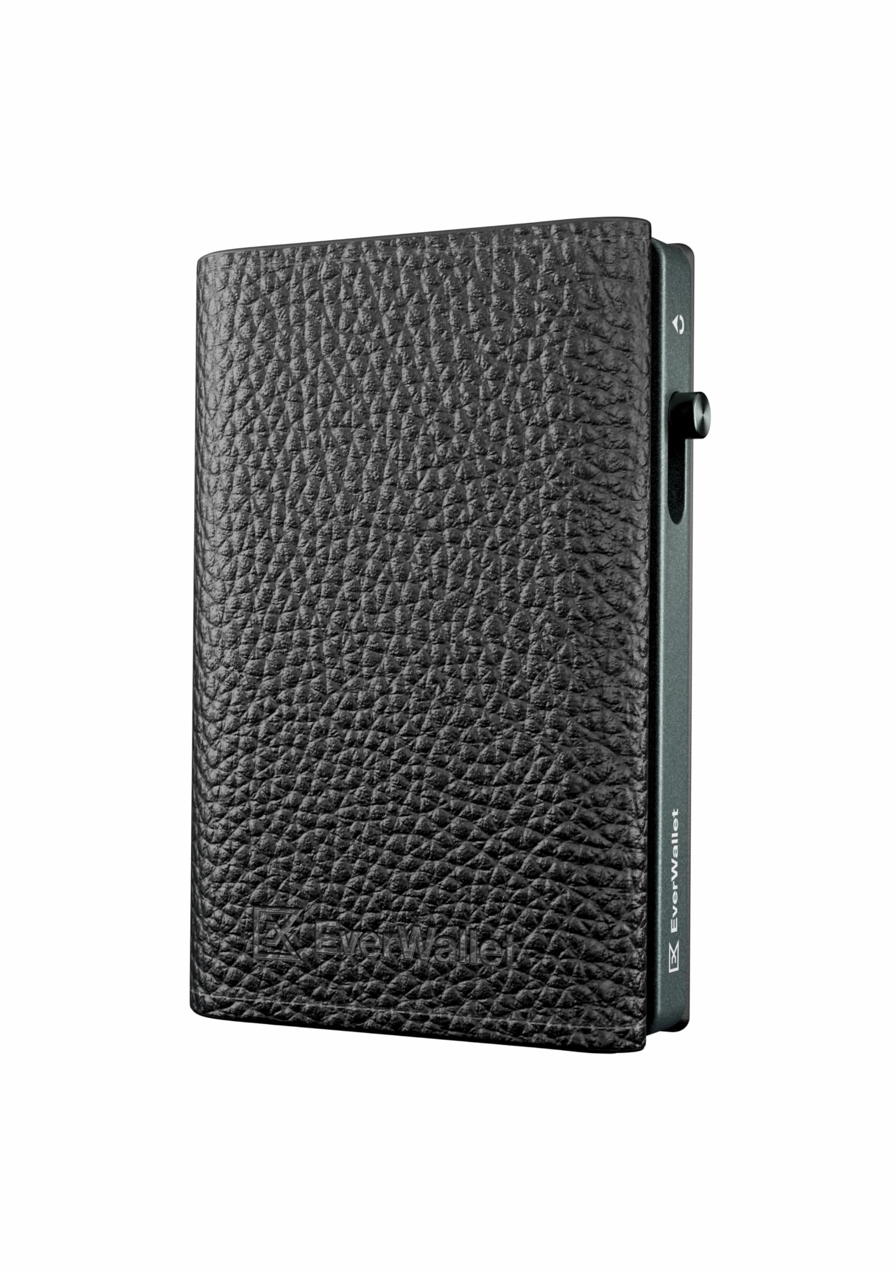 EverWallet Portafoglio Uomo Slim in Pelle Vera e Alluminio - Made in Italy - Porta Carte di credito Smart Compatto, Meccanismo Espulsione, Blocco RFID – Minimalista e Sottile (Nero)