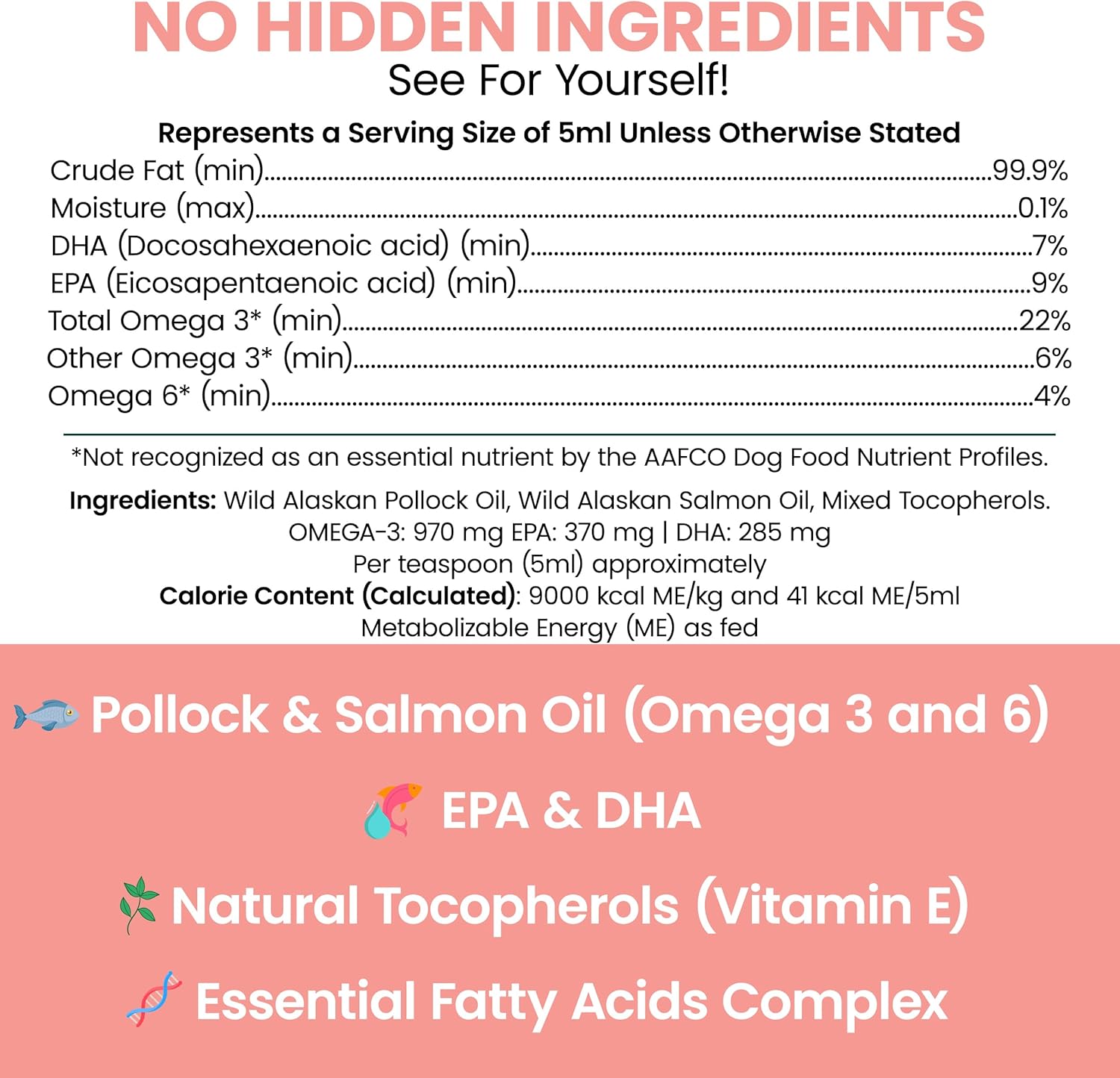 Wild Alaskan Salmon Fish Oil for Dogs - 32 oz. of Fish Oil Formula - Pump Cap Bottle - Contains Omega-3 and 6, Vitamin D, EPA, and DHA for Healthy Skin and Coat
