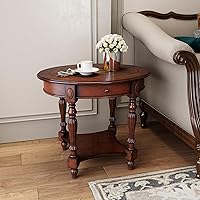 Vista 76 de PADMA HOUSE Mesa de sofá semicírculo tradicional de madera maciza con tapa de vidrio templado para sala de estar, nogal cereza