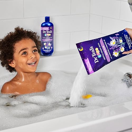 Miniatura 8 de Dr Teal's Baño de sueño 3 en 1 para niños baño de burbujas, gel de baño corporal y champú con melatonina y aceite esencial, 20 onzas líquidas