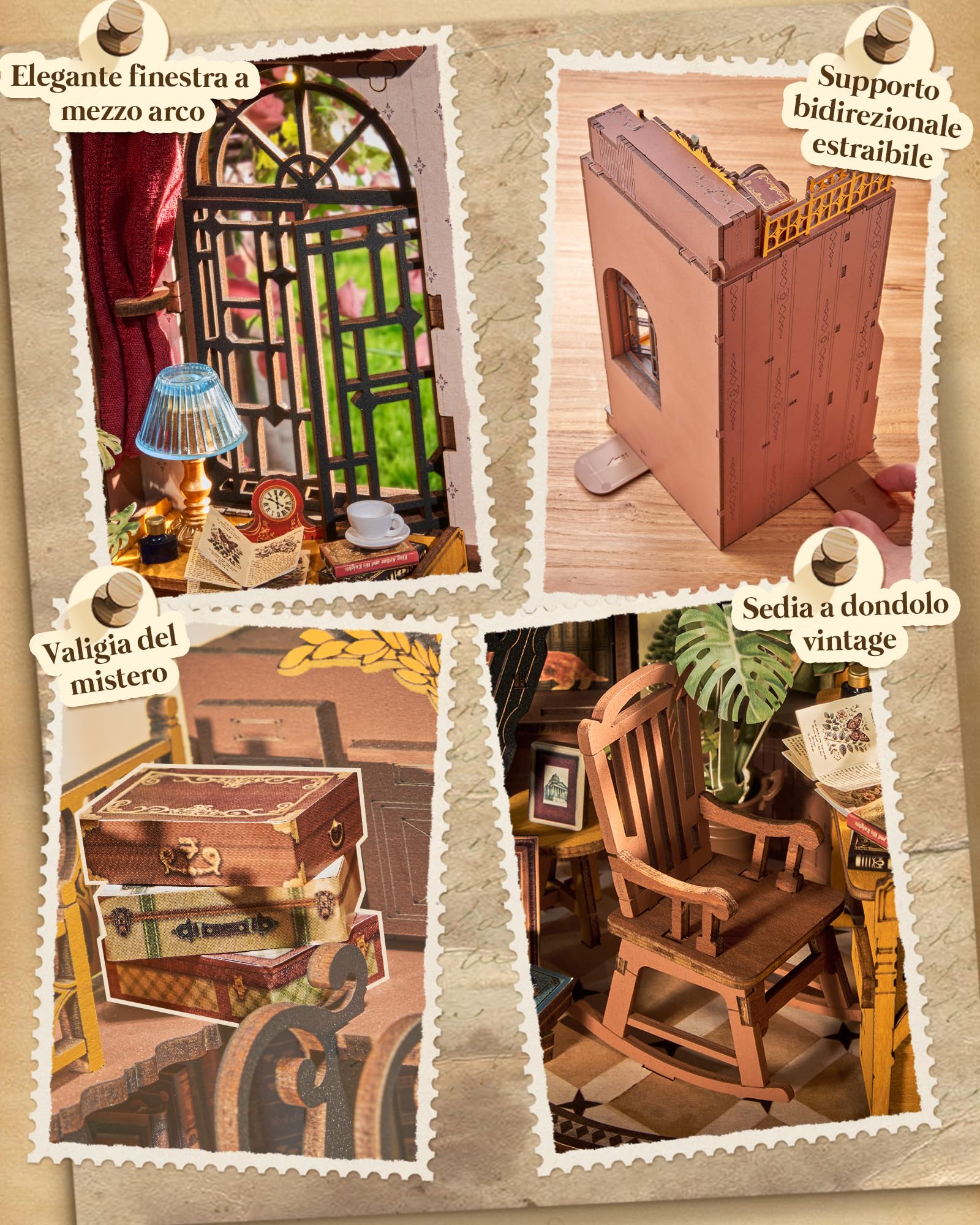 Rolife Book Nook Studio D'angolo Silenzioso Europeo Casa Delle Bambole Booknook Kit Casa Miniatura DIY per Adulti da Costruire Regalo di Natale e Compleanno Decorazione Mensola Libri Kit Diorama