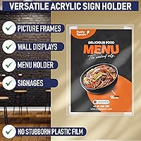 Vista 6 de Acrylic Sign Holder 8.5 x 11 - Clear Frame Paper Holder with Multiple Mounting Options Included, Wall Mount Frame 8.5x11 inches, Perfect for Home