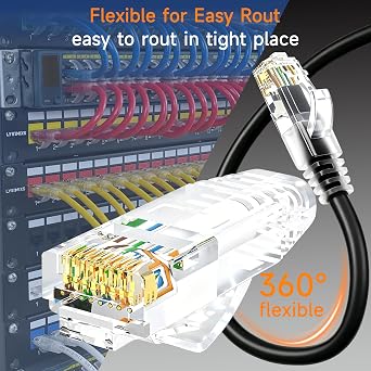 Cat6 Ethernet Patch Cable 0.5 ft (10 Pack), Cat6 Patch Cable for Data Centers, Cat 6 Patch Cable 10G, Network Patch Cables for Home and Enterprise Network -Black