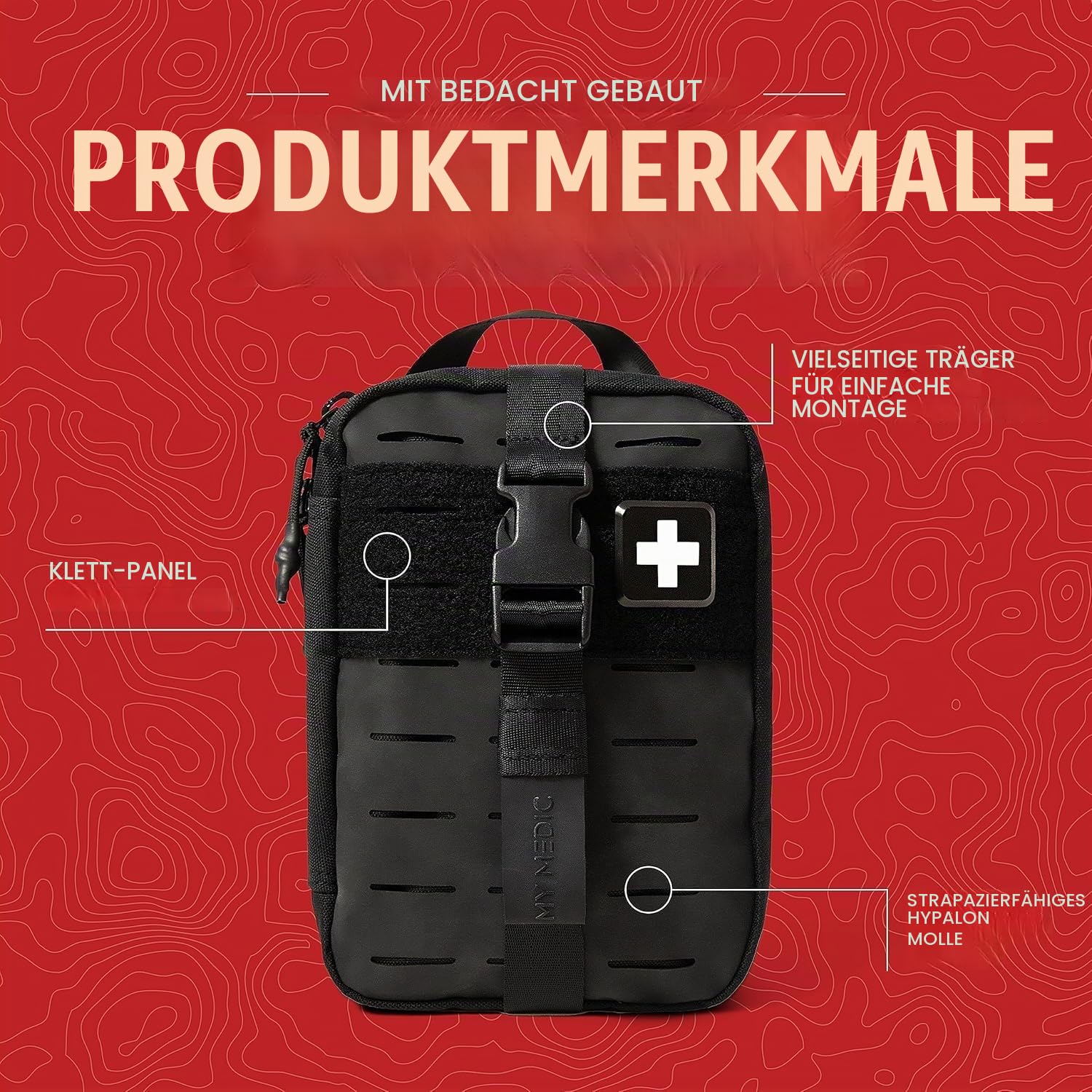 My Medic MyFak Mini-Erste-Hilfe-Set – klein und leicht für Camping, Wandern und Rucksackreisen – IFAK mit 70 Artikeln – HSA/FSA ideal für Reisen – Schwarz