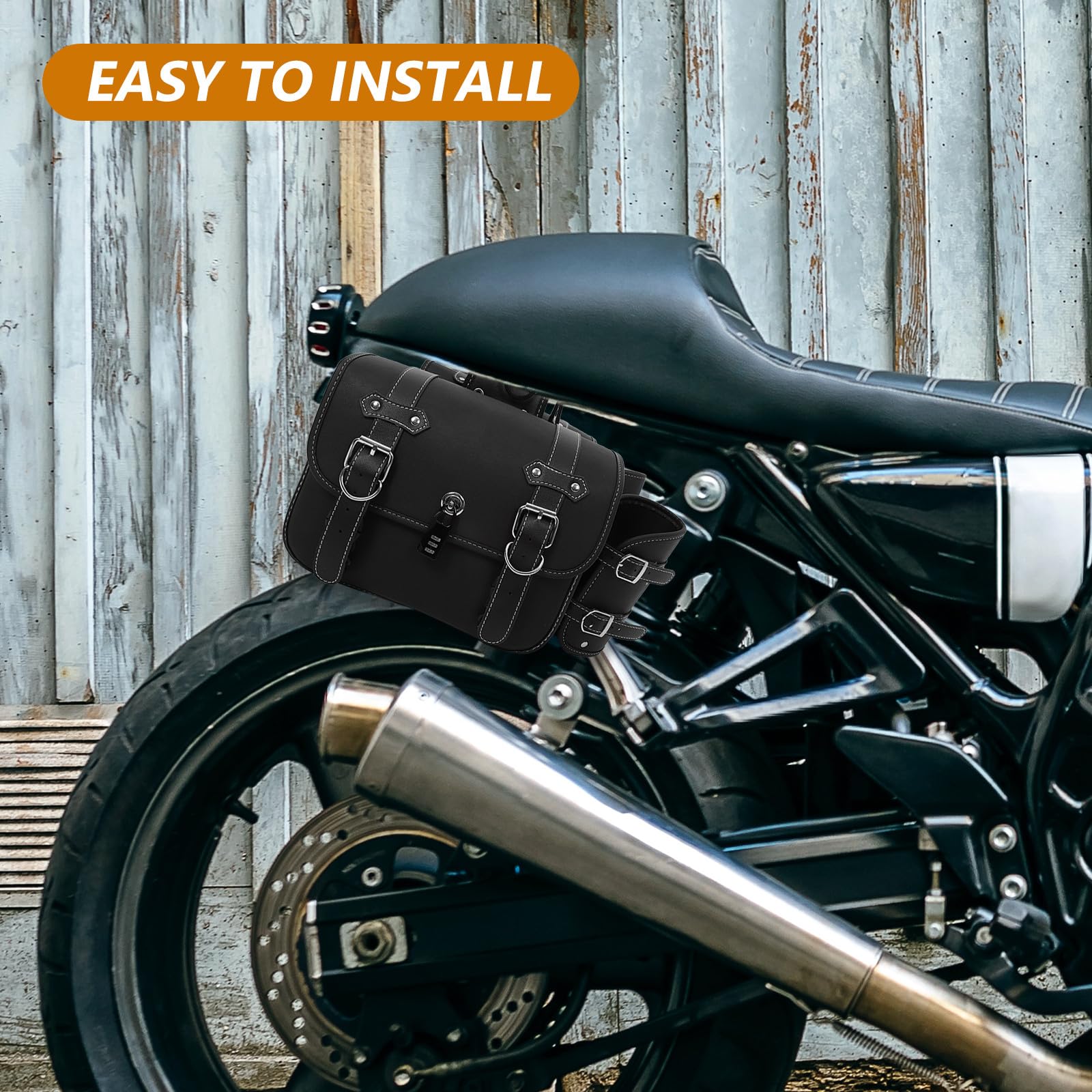 Alasum 1 Paar Motorrad Seitentaschen aus PVC Leder mit Oxford Tuchboden Praktische Motorradtasche zum Einfachen Anbringen für Vielseitige Nutzung