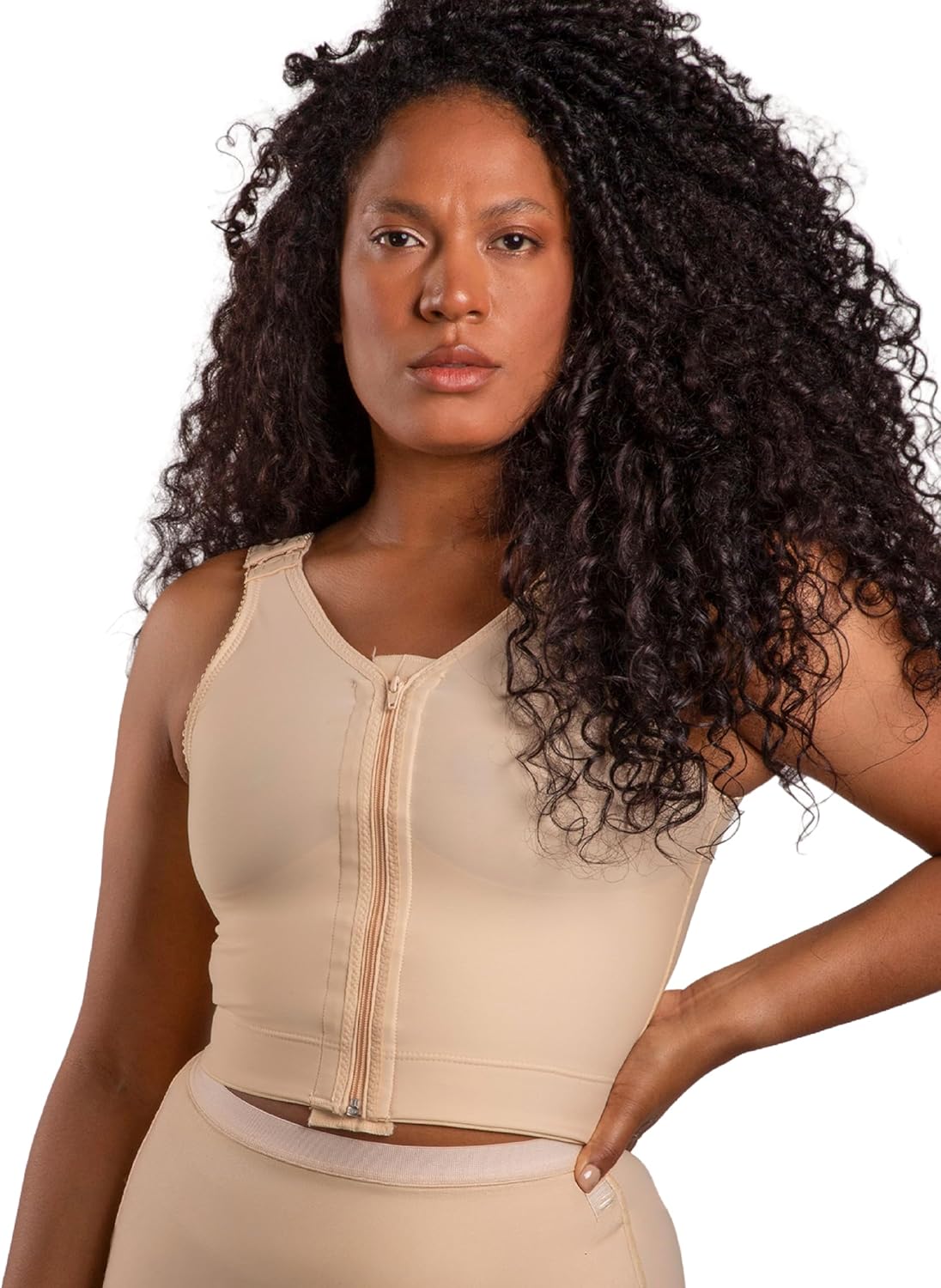 Isavela Sleeveless Breast Surgery Vest/Bra W/ 2" Elastic Band & Front Zipper (BR05)