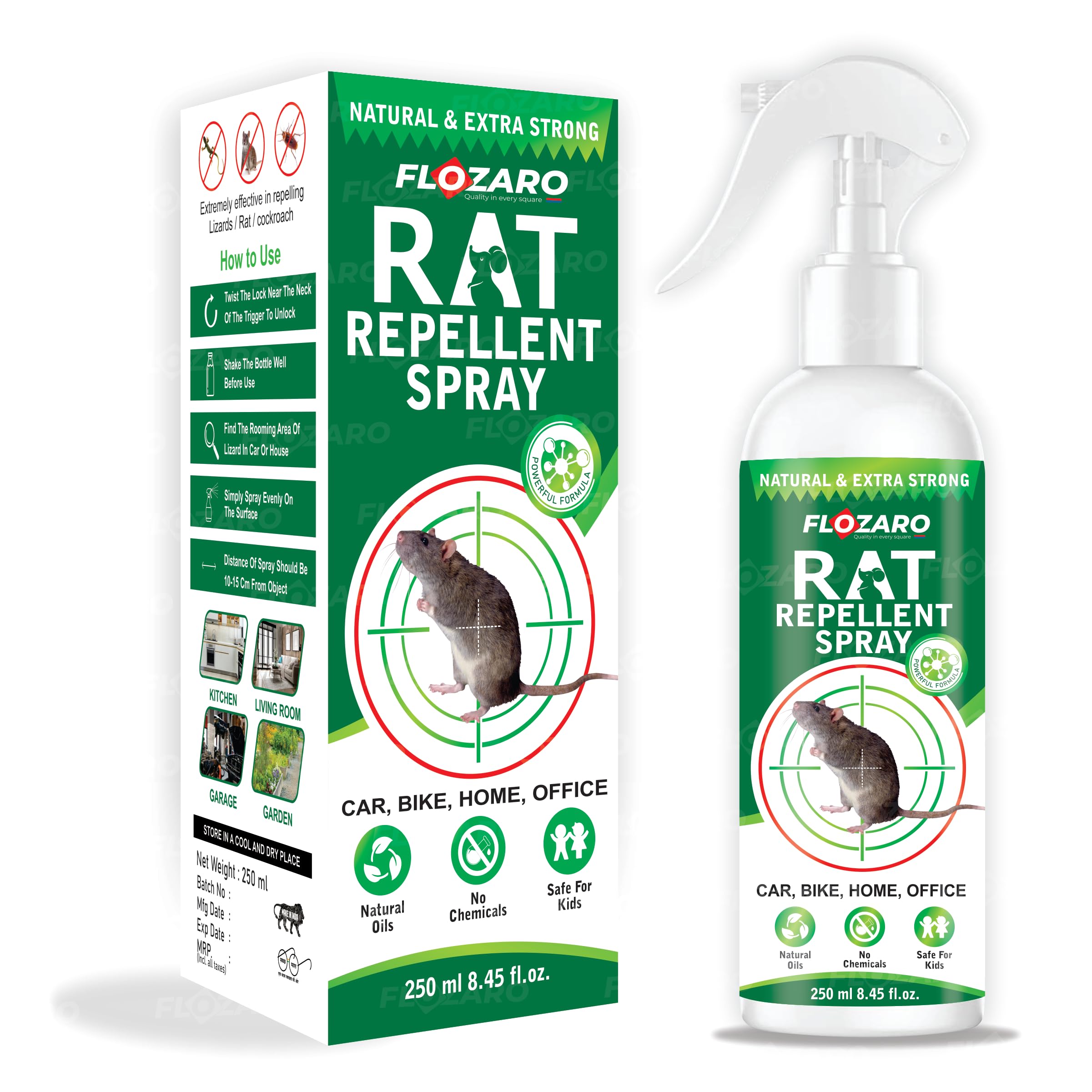 Rat Repellent Spray for Cars, No Entry Rat Repellent Car Spray for Cars Highly Effective Easy to Use, Odour Free Rodent Repellent Spry for Cars, Bike, Home, Office