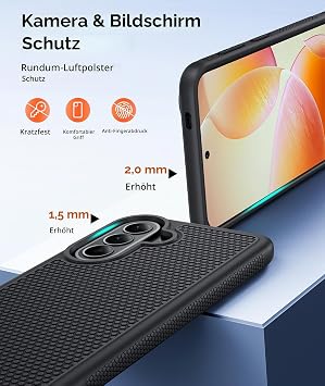FNTCASE Case for A57 Samsung 5G: Soft TPU Galaxy A57 Mobile Phone Case with Tempered Glass – Shockproof Robust Military Grade Drop Protection Protective Case Black Mit Panzer Schutz Glas Stoßfeste Robust Galaxy A 57 Schutzhülle Militär-Grade Fallschutz Protective Phone Case Schwarz