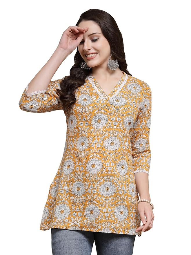 Stylum Women's Floral Printed Cotton Empire Top