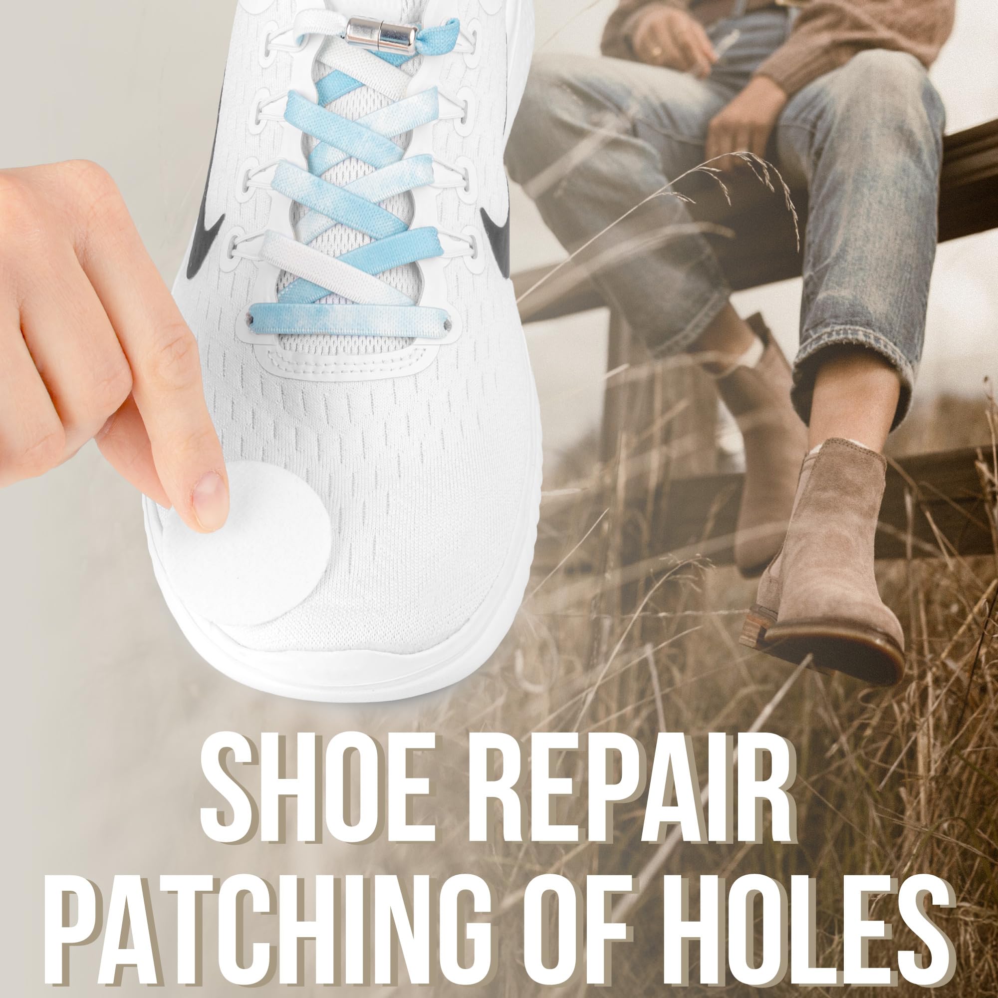 SULPO Parche protector de talón y reparación para zapatos – Reparación de talón y tapa trasera – Parche de reparación de zapatillas, 6 unidades, color blanco
