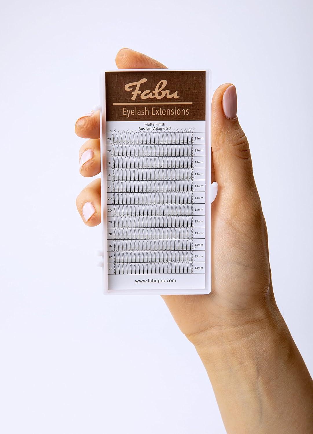 Professional Premade Fans for Lash Extensions – Handmade Russian Volume Lash Fan Tray – Natural Look, Cruelty-Free Mink Lashes for False Eyelash Extension Kit by Fabu, Matte Black, 2D 0.12 C-curl 14mm