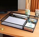 Gonice Plateau de tiroir de bureau en métal noir avec 5 Diviseurs pour fournitures de bureau, armoire de bureau avec tiroirs