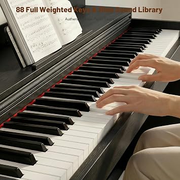 88 Key Full Size Weighted Hammer Action Digital Piano, Electric Keyboard with Triple Pedal & Dust Cover, Electric Piano for Beginners, Kids, Adults(Black with Bench)