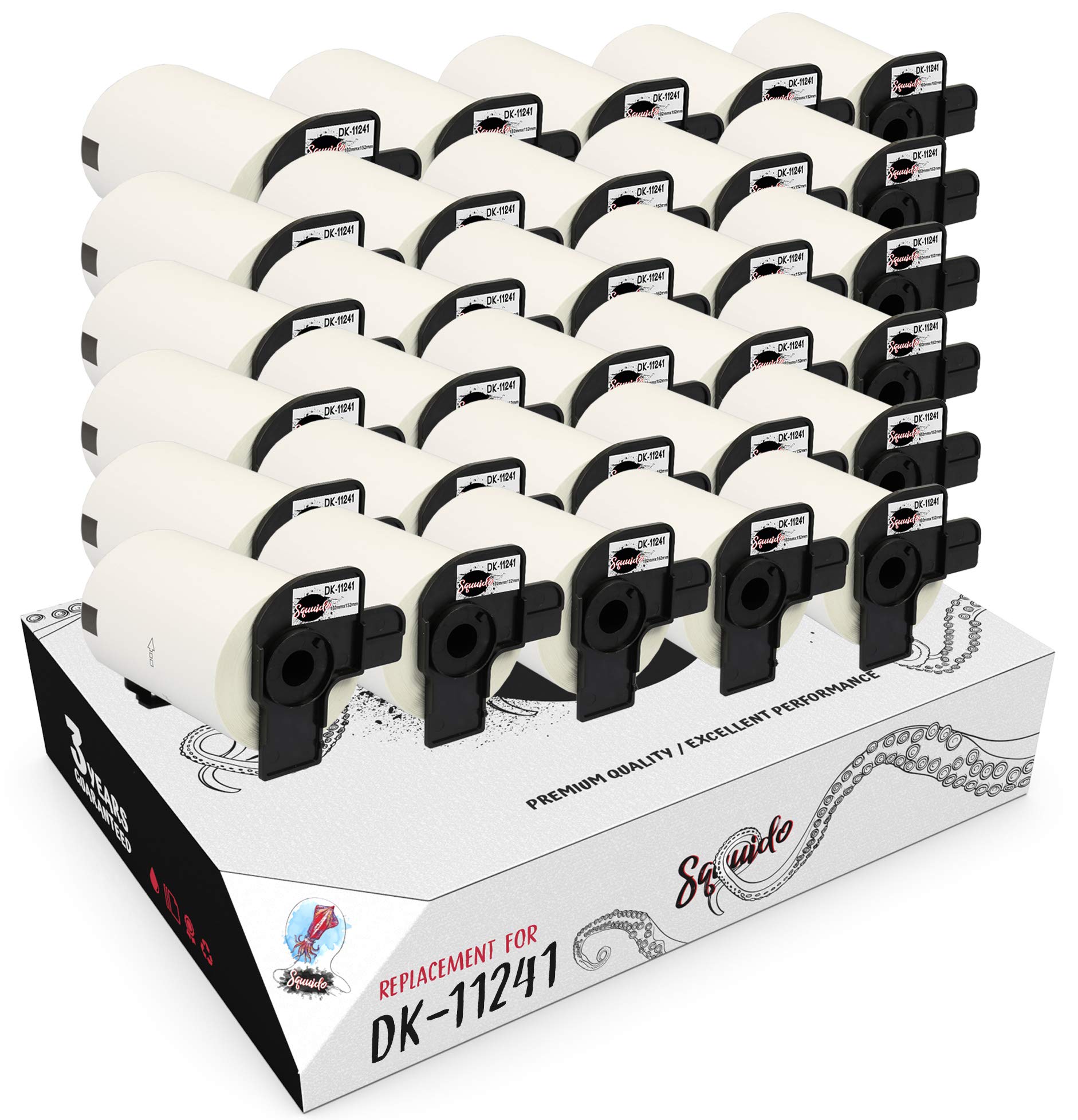 Squuido 30 Rolls DK-11241 DK11241 Labels Compatible with Brother P-Touch QL-1100 QL-1060N QL-1050N QL-1050 QL- 1110NWB | 102mm x 152mm | 200 Labels per Roll