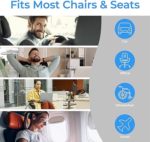 Miniatura 4 de Klaudena Cojín para silla de oficina para aliviar el dolor y la presión del coxis | Cojín de asiento para largas horas sentadas | Soporte de espalda