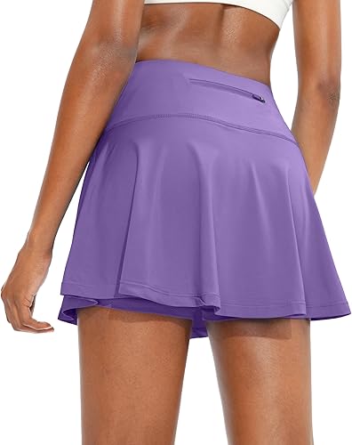 Vista 41 de SANTINY - Falda de tenis plisada para mujer, con 4 bolsillos, falda pantalón atlética con cintura alta, casual, para golf, correr Negro