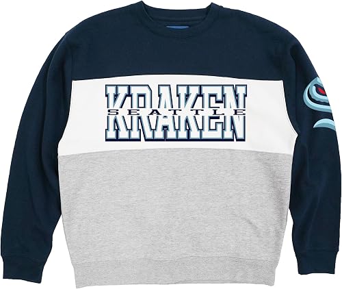 Blue 84 Seattle Kraken NHL Officially Licensed Colorblock Crewneck Sweatshirt, X