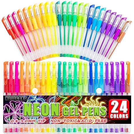 48 Pack Neon Gel Pens: Illuminate Your Creativity!