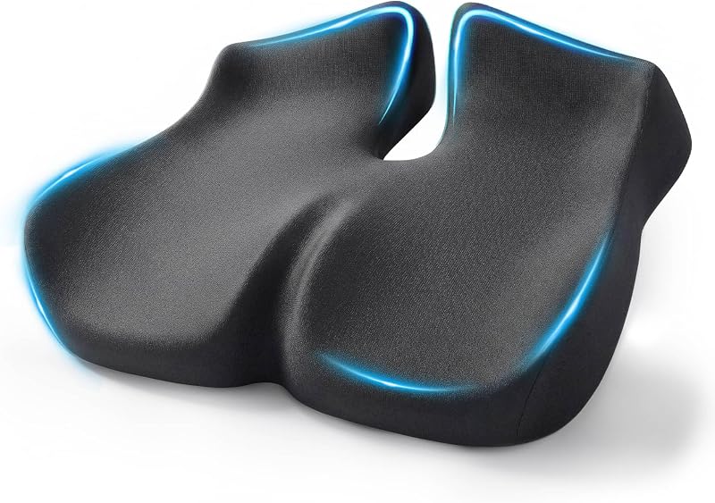 Cojín de asiento extra grande para dolor de ciática y coxis – Cojín de coxis para aliviar la presión para silla de oficina, asiento de auto, silla de ruedas y estar sentado durante mucho tiempo – Almohada para aliviar el dolor de ciática