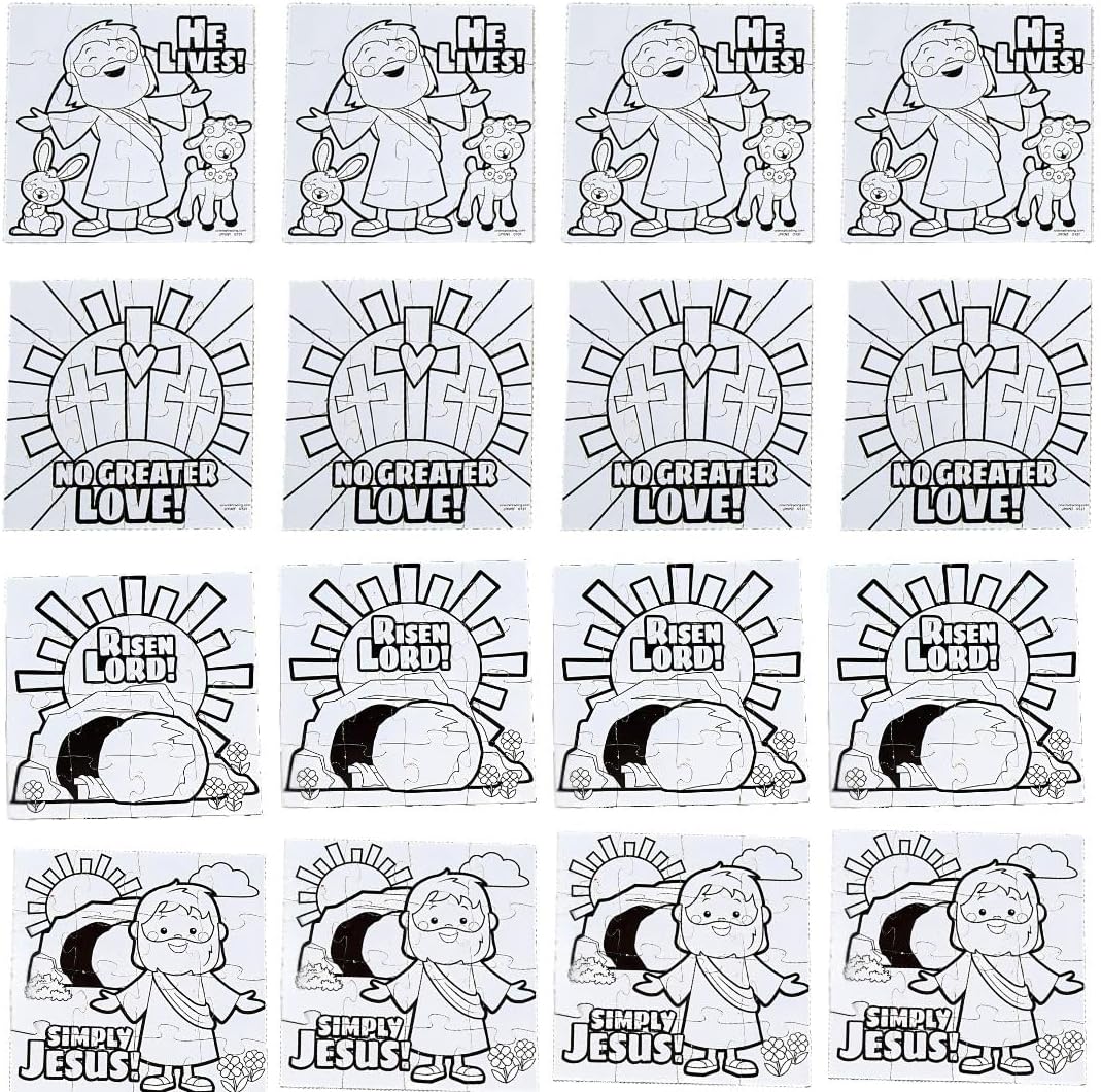 Fun Express Color Your Own He Lives Jigsaw Puzzles - Set of 50