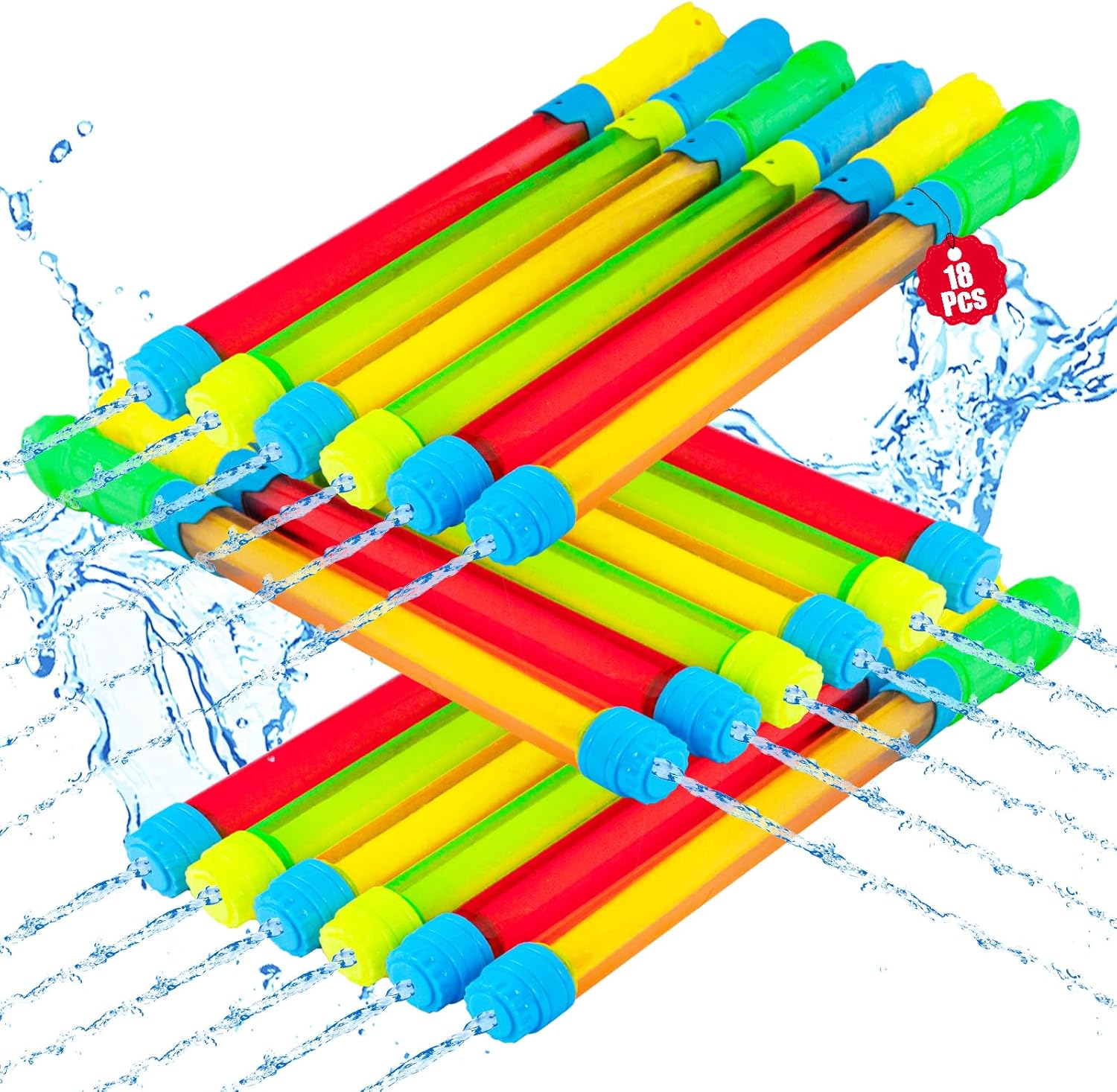 Water Gun for Kids, 18 Pcs Super Water Blaster, Long Range Squirt Guns for Pool Beach Summer Outdoor Party, Easy Pump Action Water Toys for Boys Girls Adults