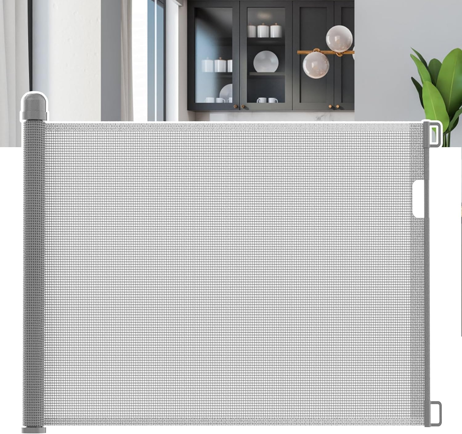 FIVMEN Estor de protección para escaleras, 180 cm, extensible, con cierre automático, protección infantil, PVC, color blanco