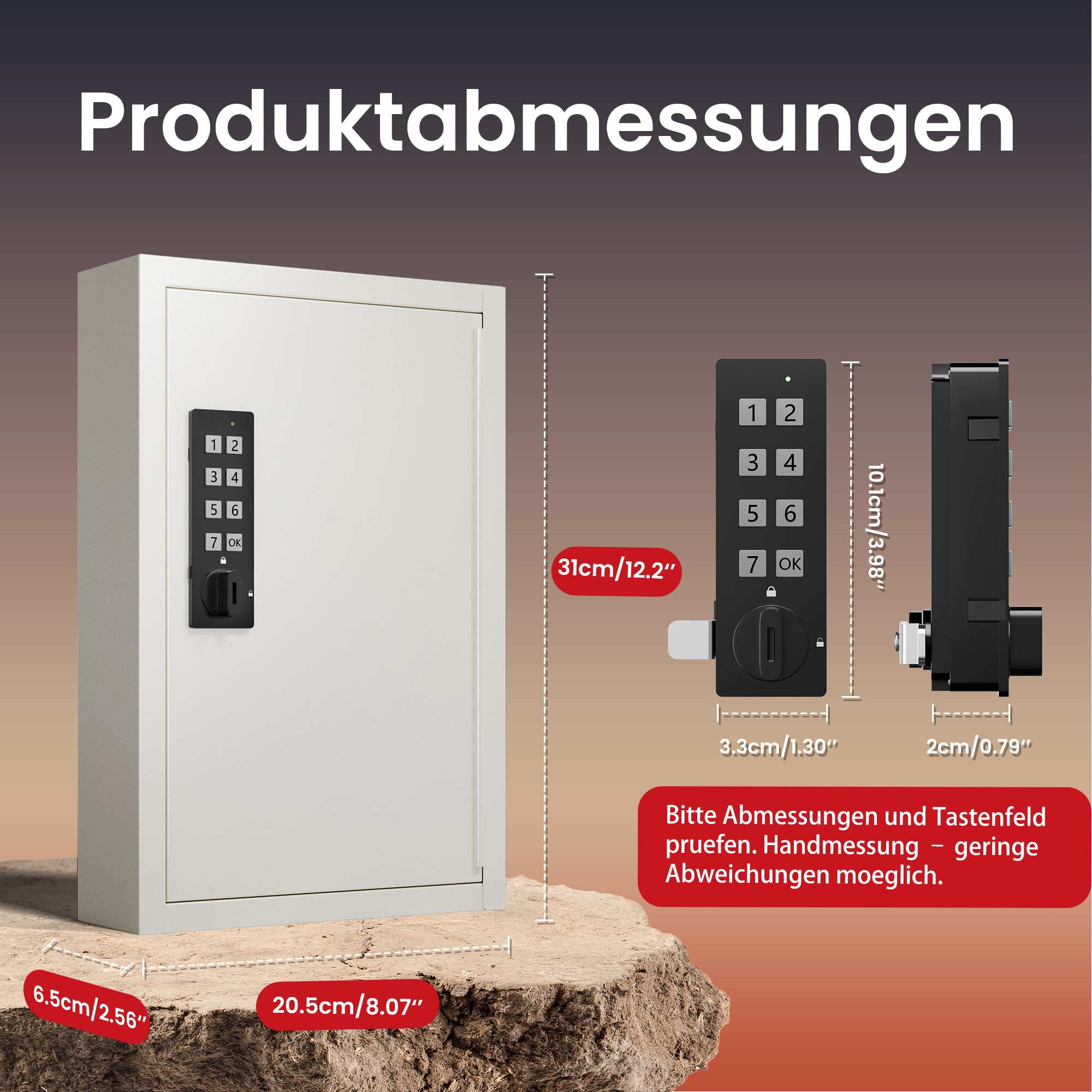 Grimtron Elektronischer Schlüsselschrank Zahlencode für 40 Schlüssel - Wandmontage Schlüsselbox Beige - Privat/Öffentlich/Anti-Peep Modus - Ideales Muttertagsgeschenk