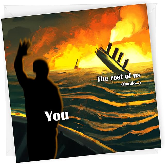 NotNiceThings Funny Leaving Card, Sinking Ship, Card for Work Colleague, Team Leaving Card, Good Luck, Rude New Job Card, Traitor