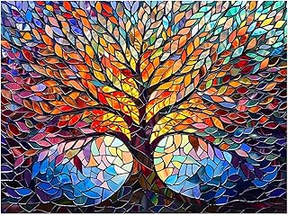 Tree Diamond Art Kits for Adults, Glass Style Diamond Painting Kits, Gem Art Kit for Gifts and Home Interior Decor 12x16 Inch