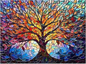 Tree Diamond Art Kits for Adults, Glass Style Diamond Painting Kits, Gem Art Kit for Gifts and Home Interior Decor 12x16 Inch