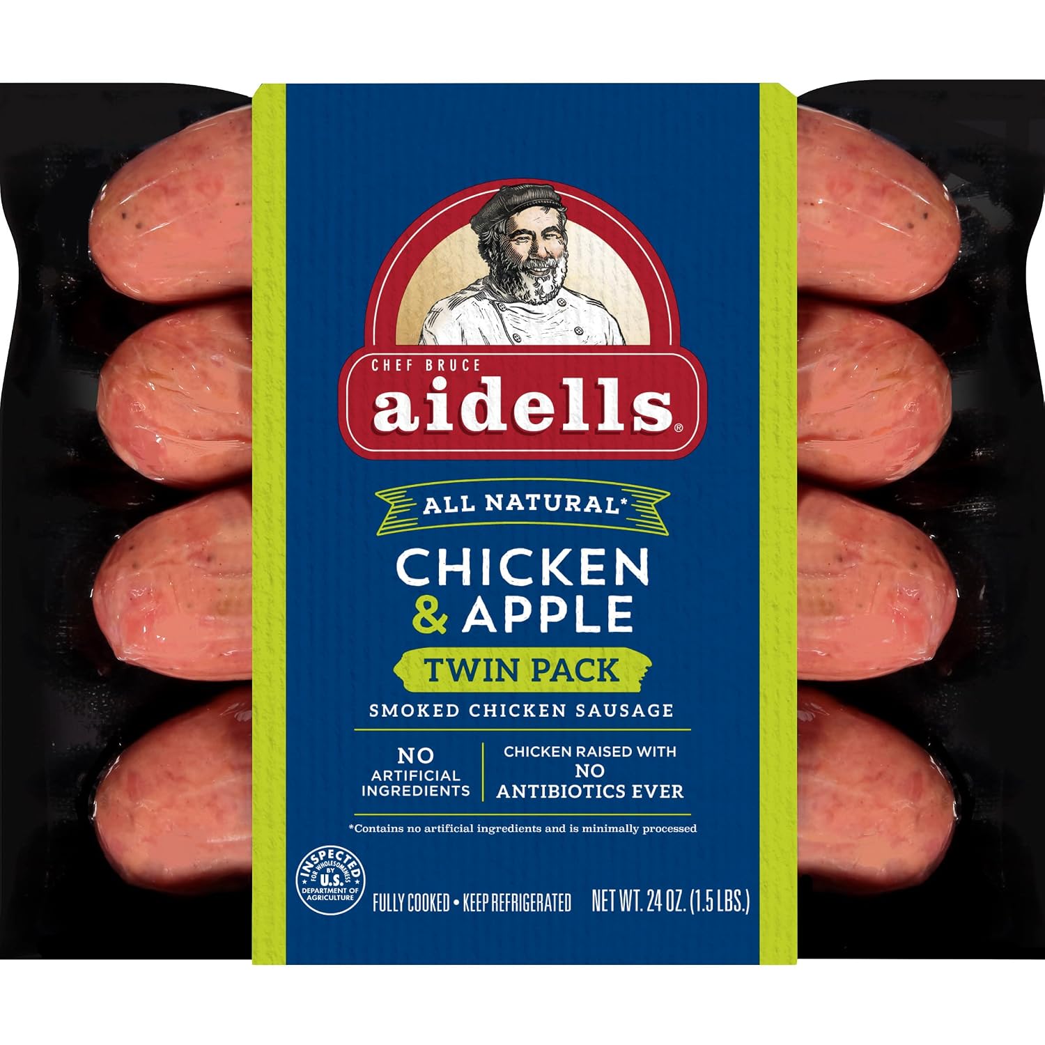 Aidells Chicken & Apple Smoked Chicken Sausage; Twin Pack