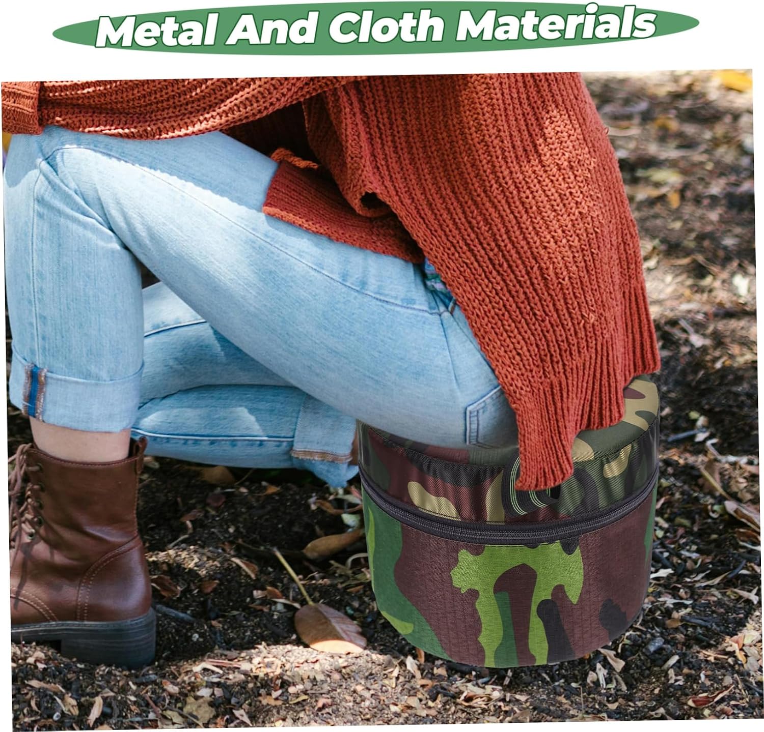 Milisten Stool Portable Metal Frame Fabric Seat Easy to Clean Folding for Camping Random