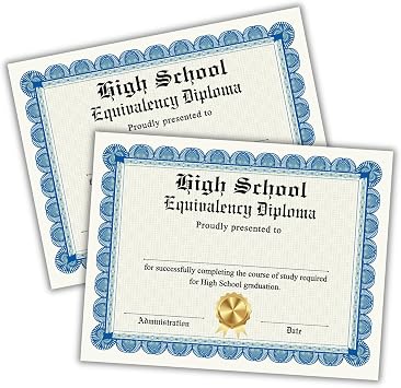 High School Equivalency Diploma GED 30pk 8.511 HSED Adult Education Diploma Graduation Achievement Award Academic Accredited Recognition