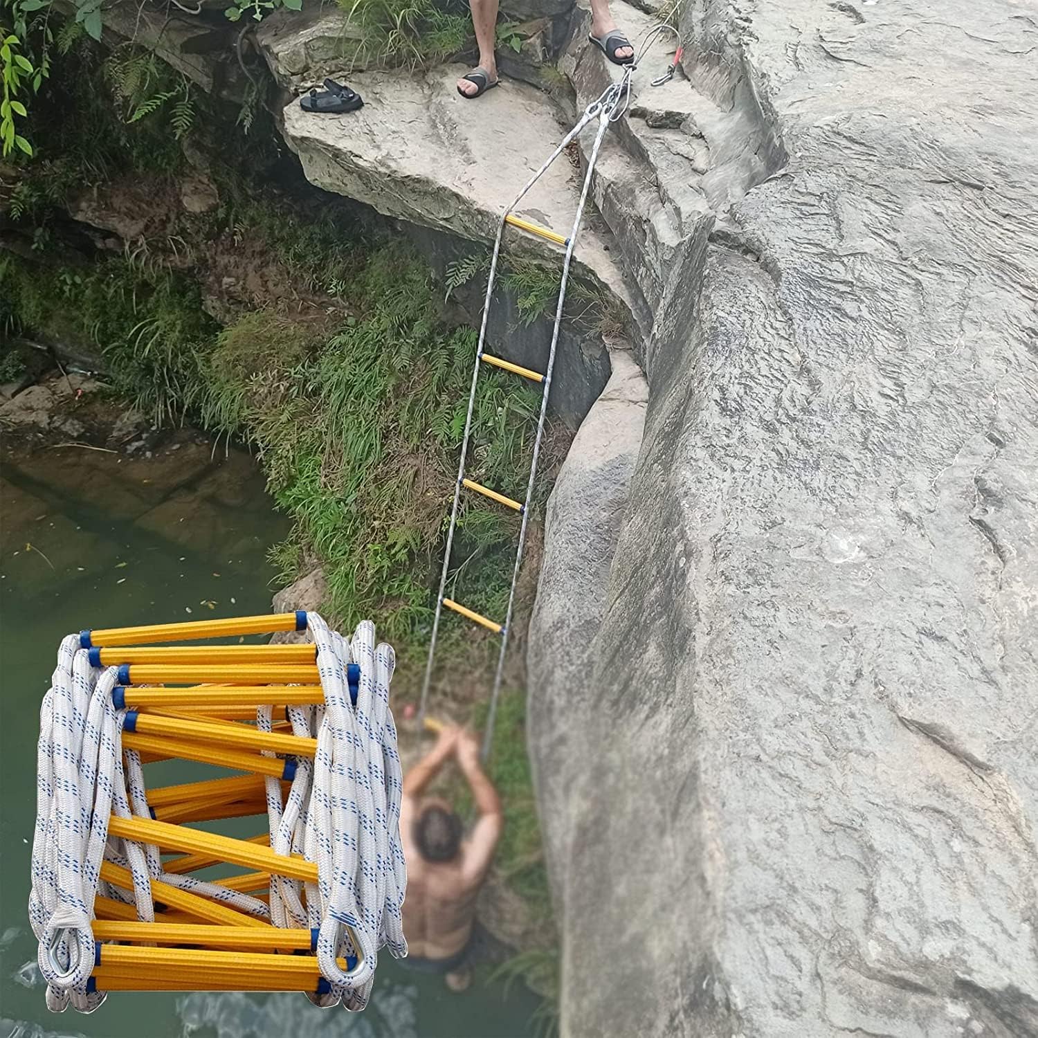 Emergency Fire Escape Ladder -Reusable Nylon Rope Ladder for Home, Weight Capacity, Safety Climbing Tool for Window and Balcony Escape